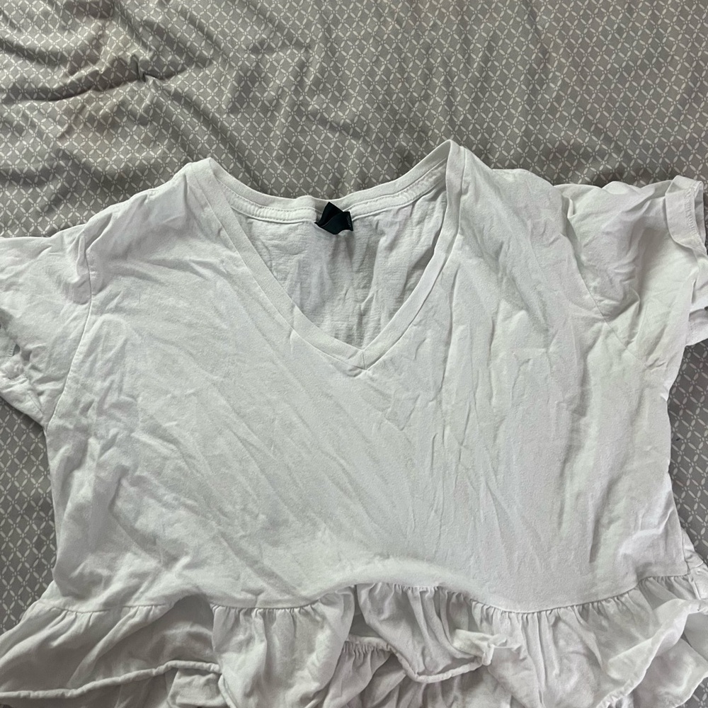 Wild Fable White Ruffled Crop Blouse